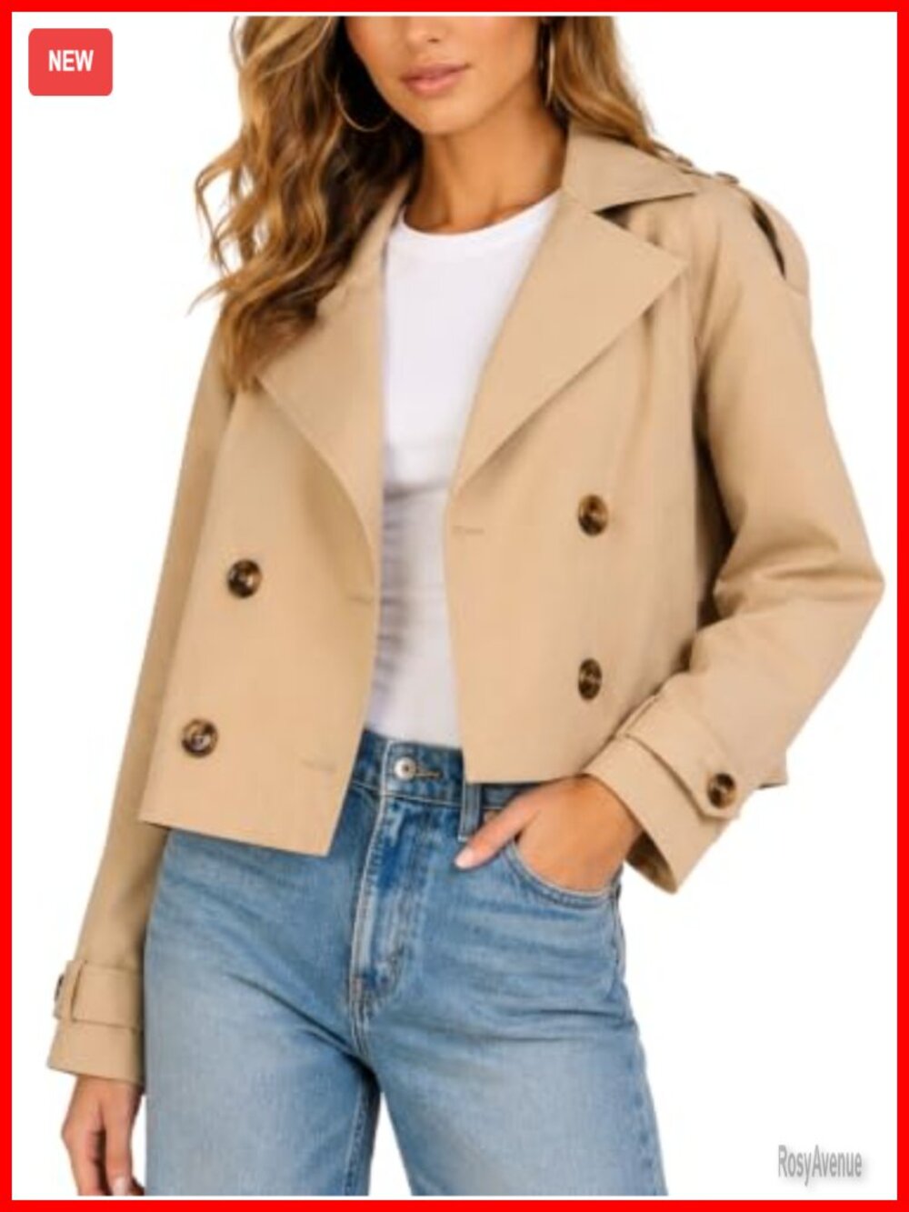 Steve Madden Oversized Cropped Double-Breasted Trench Coat Jacket